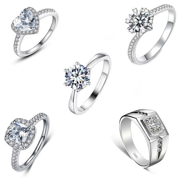 new six prong diamond ring open mouth ring ladies wedding rings fashion accessories, Silver
new six prong diamond ring open mouth ring ladies wedding rings fashion accessories, Silver