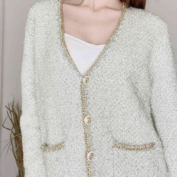 women's knits & tees fadan family early autumn bright silk v-neck front pocket small xiangfeng mixed thread knitted cardigan short co, White
women's knits & tees fadan family early autumn bright silk v-neck front pocket small xiangfeng mixed thread knitted cardigan short co, White