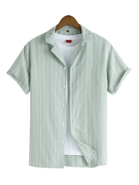 men 1pc solid button front shirt 44n4#, White;black
men 1pc solid button front shirt 44n4#, White;black