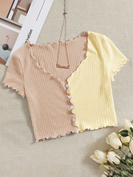 two tone lettuce trim tee u2so#, White