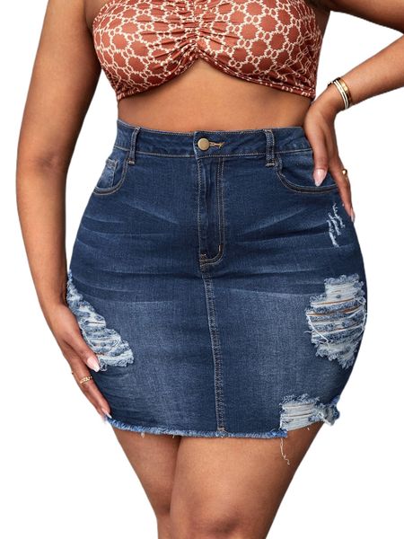 plus high waist ripped raw cut denim skirt w1lc#, Black
plus high waist ripped raw cut denim skirt w1lc#, Black