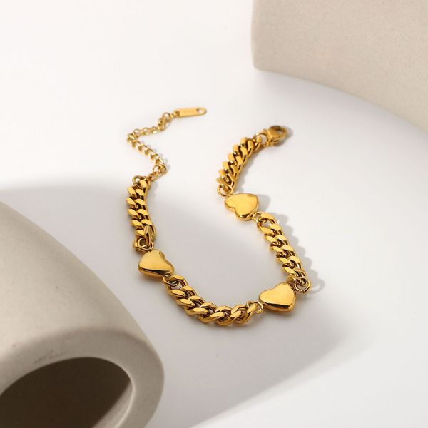 new design three love hearts inlaid zirconium cuban chain bracelet vacuum plating 18k gold bracelet jewelry female jdb201147, Black
new design three love hearts inlaid zirconium cuban chain bracelet vacuum plating 18k gold bracelet jewelry female jdb201147, Black