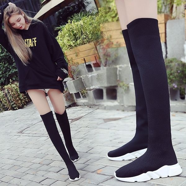 shanta sock new stretch fabric shoes slip on over the knee women pumps boots for womens y200114, Black
shanta sock new stretch fabric shoes slip on over the knee women pumps boots for womens y200114, Black