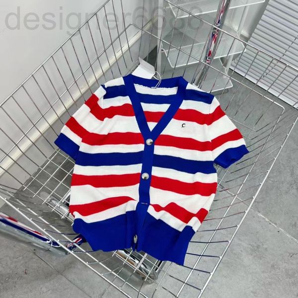 women's t-shirt designer 22 spring and summer loe embroidery small label red blue color matching stripe fugu lazy style knitted cardiga, White
women's t-shirt designer 22 spring and summer loe embroidery small label red blue color matching stripe fugu lazy style knitted cardiga, White