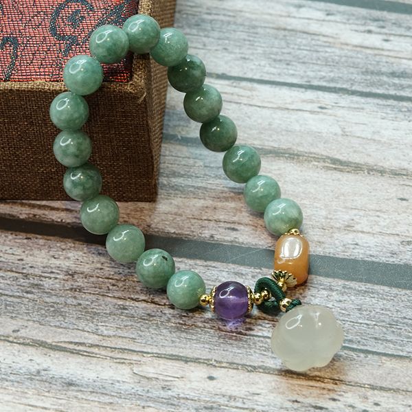 new luxury beading bracelet gourd chalcedony pendant string designer bracelet retro fashion simple style jewelry wholesale with box, Golden;silver 
new luxury beading bracelet gourd chalcedony pendant string designer bracelet retro fashion simple style jewelry wholesale with box, Golden;silver