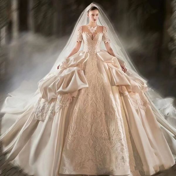 custom made ball gown wedding dresses glitter dubai arabia long sleeves beads lace appliqued crystal bridal gowns real images, White
custom made ball gown wedding dresses glitter dubai arabia long sleeves beads lace appliqued crystal bridal gowns real images, White