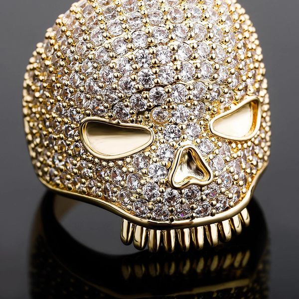 iced out skull ring mens silver gold ring full diamond hip hop rings jewelry