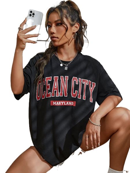 drop shoulder letter graphic tee t4aw#, White 
drop shoulder letter graphic tee t4aw#, White