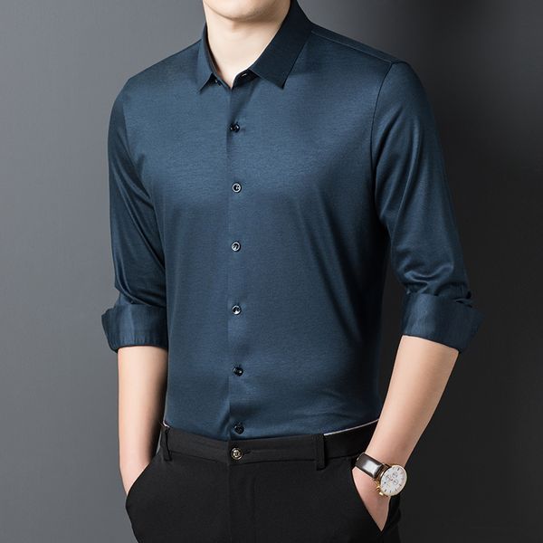 natural silk men shirt long sleeve solid color casual office business smart soft clothing, White;black
natural silk men shirt long sleeve solid color casual office business smart soft clothing, White;black