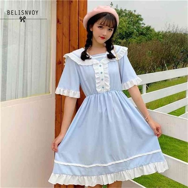 japanese summer women lolita princess dress peter pan collar high waist elegant flare sleeve kawaii ruffles 210520, Black;gray
japanese summer women lolita princess dress peter pan collar high waist elegant flare sleeve kawaii ruffles 210520, Black;gray