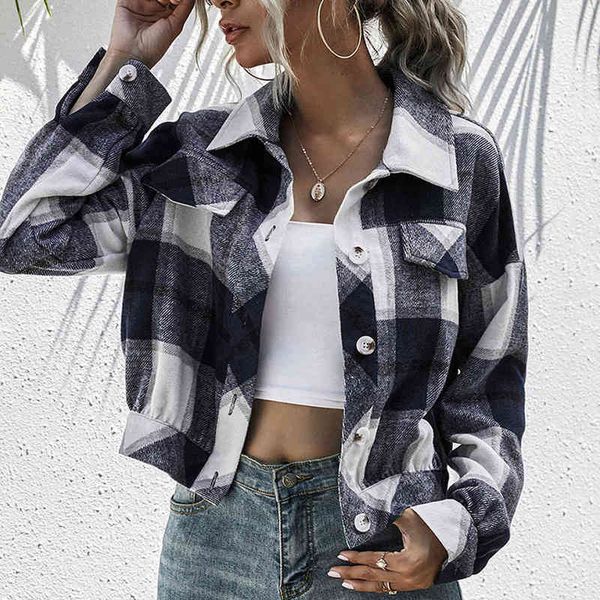 autumn women's clothes plaid coat long sleeve lapel neck buttons cropped club party street casual cardigan women's shirt warm l220, White
autumn women's clothes plaid coat long sleeve lapel neck buttons cropped club party street casual cardigan women's shirt warm l220, White