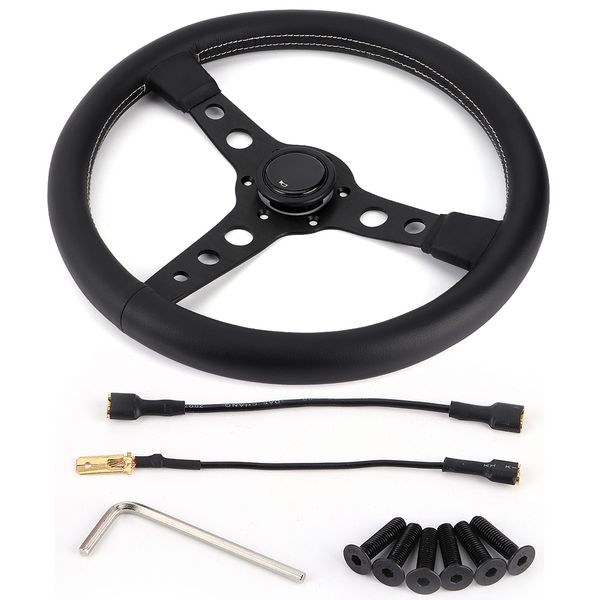 350mm/14in for momo prototipo style 6bolt black leather racing steering wheel gray stitching with horn button modified accessory
350mm/14in for momo prototipo style 6bolt black leather racing steering wheel gray stitching with horn button modified accessory