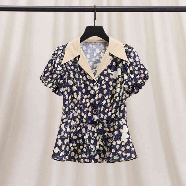 women's polos chic and beautiful floral chiffon summer thin print baby collar bubble sleeve waist print shirt short sleeve, White
women's polos chic and beautiful floral chiffon summer thin print baby collar bubble sleeve waist print shirt short sleeve, White