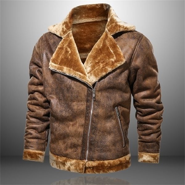 brand leather jacket men winter retro fleece wool thick jackets men's faux leather outwear warm pu leather coats 201224, Black
brand leather jacket men winter retro fleece wool thick jackets men's faux leather outwear warm pu leather coats 201224, Black