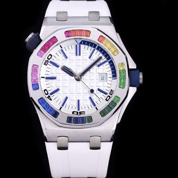 mens watch automatic mechanical watches rainbow diamond 42mm business wristwatches men wrist watch waterproof rubber strap montre de luxe, Slivery;brown
mens watch automatic mechanical watches rainbow diamond 42mm business wristwatches men wrist watch waterproof rubber strap montre de luxe, Slivery;brown