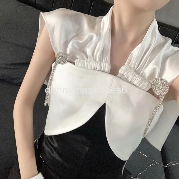 women's knits & tees special designer 20 summer french minority navy v-neck diamond sleeveless splicing shirt top, White
women's knits & tees special designer 20 summer french minority navy v-neck diamond sleeveless splicing shirt top, White