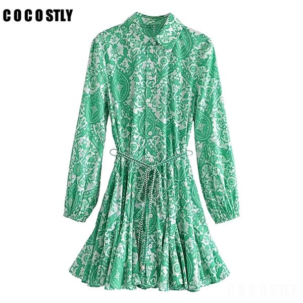 fashion vintage long sleeve lapel all match belt mini dress print loose elegant women casual female vestidos 220613, Black;gray
fashion vintage long sleeve lapel all match belt mini dress print loose elegant women casual female vestidos 220613, Black;gray