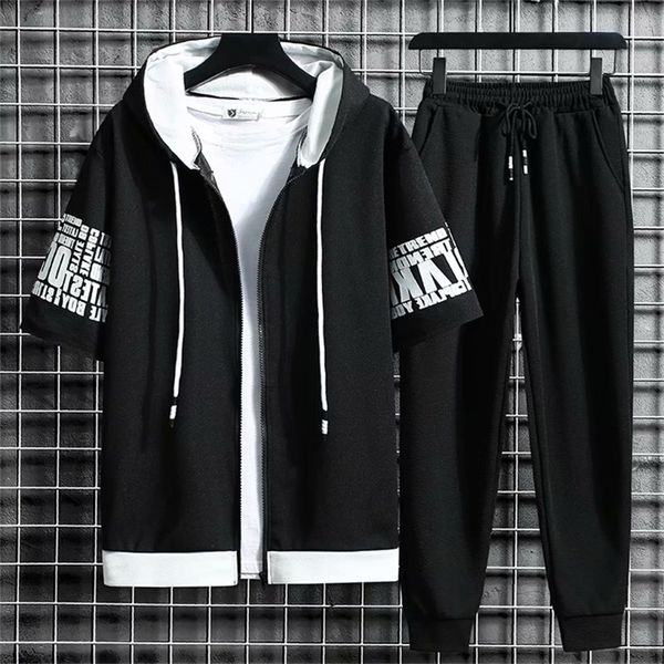 men's tracksuits men's sets hooded zipper short sleeve elastic waist trousers men clothing two piece set korean streetwear tracks, Gray
men's tracksuits men's sets hooded zipper short sleeve elastic waist trousers men clothing two piece set korean streetwear tracks, Gray