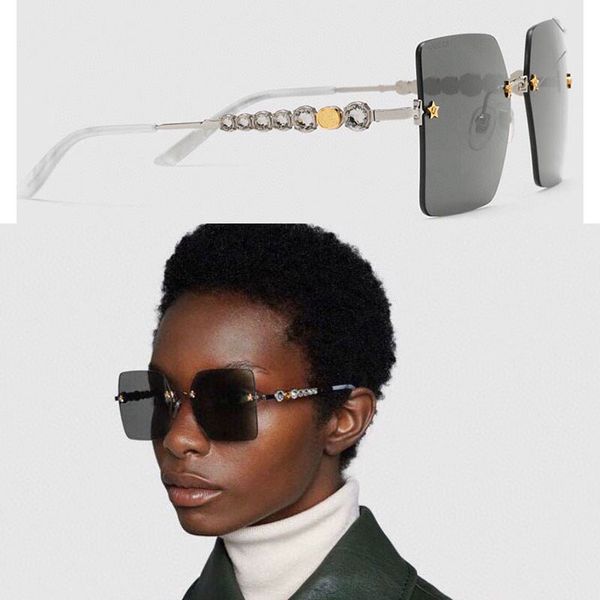 men women designer sunglasses metal temples exquisite chain rimless uv400 brand glasses original box, White;black
men women designer sunglasses metal temples exquisite chain rimless uv400 brand glasses original box, White;black