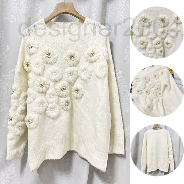 women's sweaters designer selected 2021 autumn and winter new heavy industry three-dimensional embroidery flower wool sweater pullover, White;black
women's sweaters designer selected 2021 autumn and winter new heavy industry three-dimensional embroidery flower wool sweater pullover, White;black