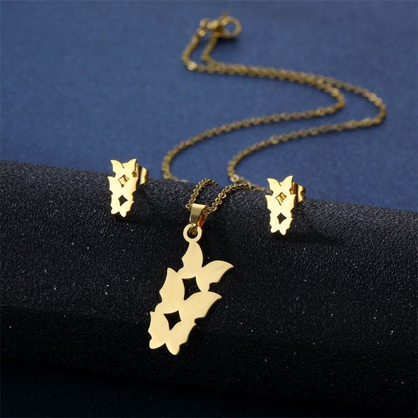 stainless steel three butterfly necklace stud earrings set women's temperament gold silver pendant clavicle chain jewelry gift
stainless steel three butterfly necklace stud earrings set women's temperament gold silver pendant clavicle chain jewelry gift