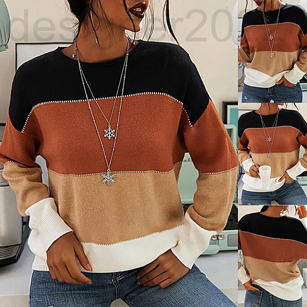 women's knits & tees designer 2021 autumn winter new sweater women's stripe contrast color long sleeve round neck knitted sweater, White
women's knits & tees designer 2021 autumn winter new sweater women's stripe contrast color long sleeve round neck knitted sweater, White