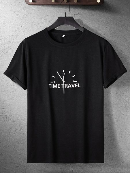 men clock & letter graphic tee g0do#, White;black 
men clock & letter graphic tee g0do#, White;black
