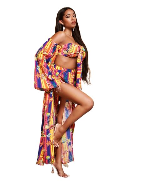 sxy marine life and striped print off shoulder bell sleeve tie front crop & split thigh skirt set l8do#, White
sxy marine life and striped print off shoulder bell sleeve tie front crop & split thigh skirt set l8do#, White