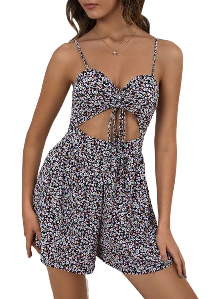drawstring cut out front ditsy floral cami romper n6fy#, Black;white
drawstring cut out front ditsy floral cami romper n6fy#, Black;white