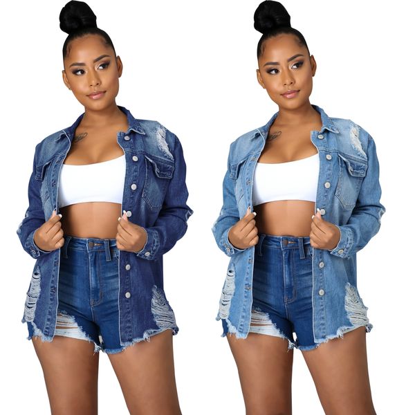 america new fashion long sleeve women's jackets coat 2023 spring women hole cowboy jacket casual lapel neck single women clothes 10689, Black;brown
america new fashion long sleeve women's jackets coat 2023 spring women hole cowboy jacket casual lapel neck single women clothes 10689, Black;brown