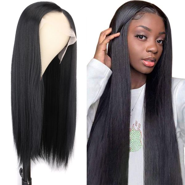 straight natural color synthetic front middle part hair seamls lace wigs for black women, Golden;white
straight natural color synthetic front middle part hair seamls lace wigs for black women, Golden;white