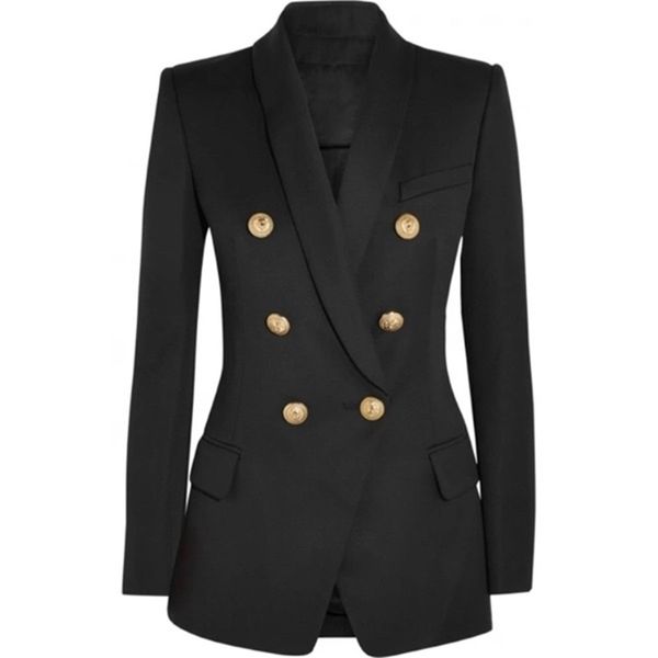 high street new fashion designer womens sleeve double breasted metal lion buttons long blazer outer wear y201026, White;black
high street new fashion designer womens sleeve double breasted metal lion buttons long blazer outer wear y201026, White;black
