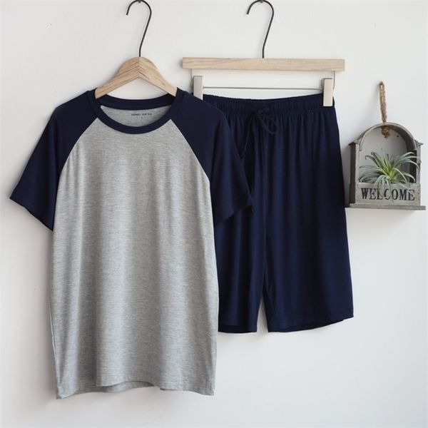 modal summer pajamas for men thin section loose short sleeve shorts can be worn outside sports home service suit men sleepwear t200813, Black;brown
modal summer pajamas for men thin section loose short sleeve shorts can be worn outside sports home service suit men sleepwear t200813, Black;brown