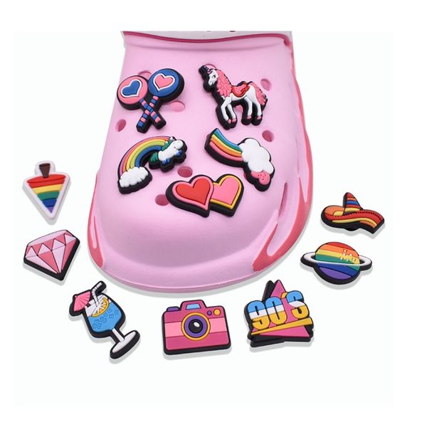 pvc shoe charm clog buckles croc jibz for croc cartoon charms garden shoes' buckle birthday gifts part favors rainbow flower, White;pink
pvc shoe charm clog buckles croc jibz for croc cartoon charms garden shoes' buckle birthday gifts part favors rainbow flower, White;pink
