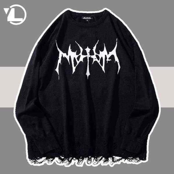 mens hip hop hole black sweater retro streetwear harajuku letters sweater knitted sweater winter cotton loose pullover t220730, White;black
mens hip hop hole black sweater retro streetwear harajuku letters sweater knitted sweater winter cotton loose pullover t220730, White;black