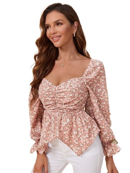 f.loral s.weetheart neck f.lounce s.leeve p.eplum m4xj#, White
f.loral s.weetheart neck f.lounce s.leeve p.eplum m4xj#, White