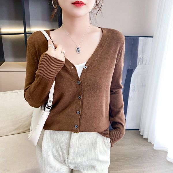 women sweater cardigans spring solid cashmere sweater coat v-neck casual cashmere cardigans, White;black
women sweater cardigans spring solid cashmere sweater coat v-neck casual cashmere cardigans, White;black