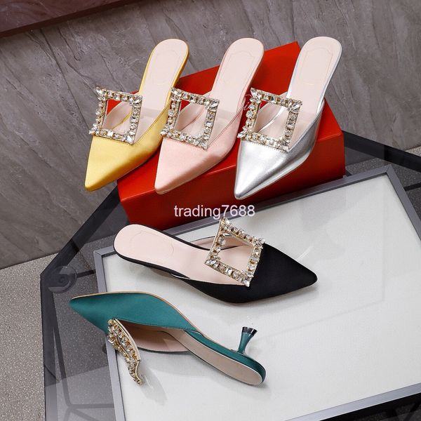 slippers spring and summer style square button thin middle heels pointed diamond silk satin cat heel women's shoes baotou going out, Black
slippers spring and summer style square button thin middle heels pointed diamond silk satin cat heel women's shoes baotou going out, Black