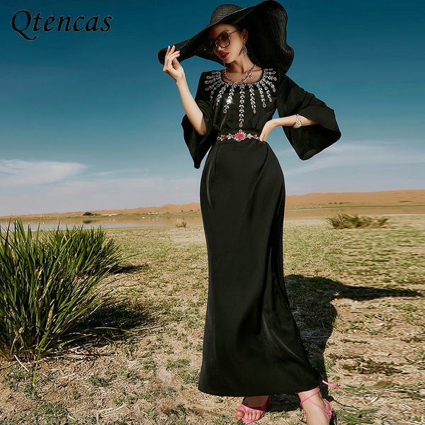 black morocco kaftan women muslim dress with belt saudi arabia jalabiya handcraft diamond dubai abaya party islam modest clothes, Red
black morocco kaftan women muslim dress with belt saudi arabia jalabiya handcraft diamond dubai abaya party islam modest clothes, Red