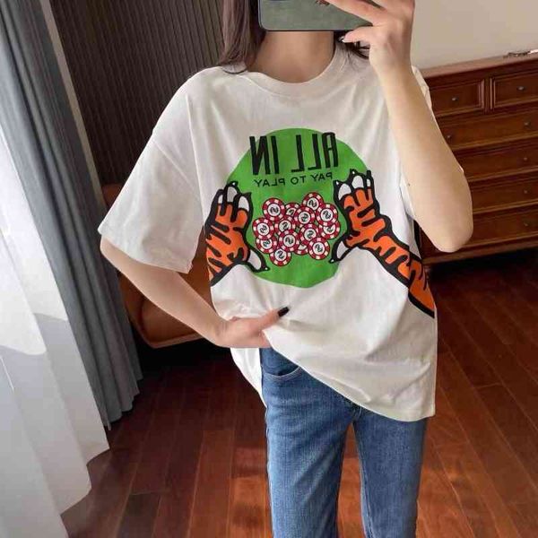 women's t-shirt spring and summer year of the tiger design cartoon fun print round neck short sleeve loose t-shir, White
women's t-shirt spring and summer year of the tiger design cartoon fun print round neck short sleeve loose t-shir, White