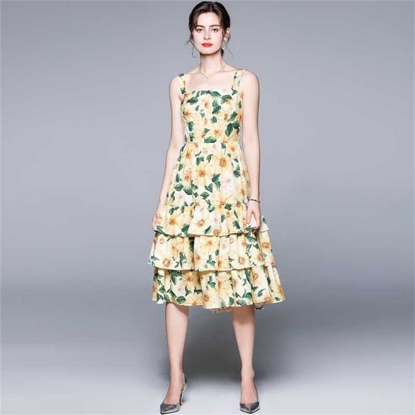 runway summer spaghetti strap dress women elegant floral print blackless cascading ruffle beach midi dresses 210529, Black;gray
runway summer spaghetti strap dress women elegant floral print blackless cascading ruffle beach midi dresses 210529, Black;gray