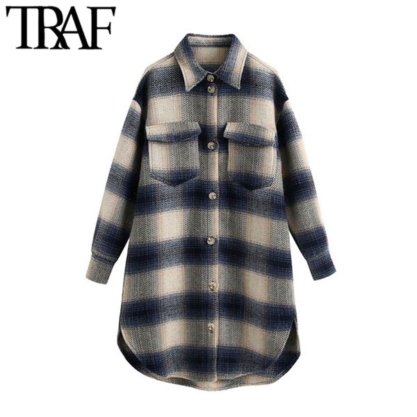 traf women fashion with pockets oversized plaid jacket coat vintage long sleeve side vents female outerwear chic 201215, Black
traf women fashion with pockets oversized plaid jacket coat vintage long sleeve side vents female outerwear chic 201215, Black