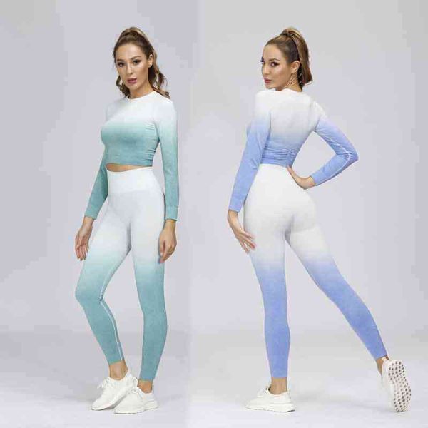 2pcs adapt ombre seamless yoga set fitness clothing gym sets long sleeve crop workout leggings sport outfit women tracksuit t220725, White;red
2pcs adapt ombre seamless yoga set fitness clothing gym sets long sleeve crop workout leggings sport outfit women tracksuit t220725, White;red