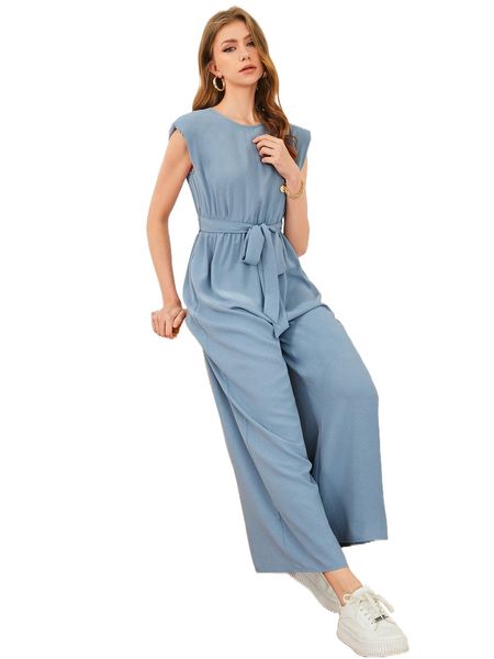 shoulder pad belted wide leg jumpsuit x4yc#, Black;white
shoulder pad belted wide leg jumpsuit x4yc#, Black;white