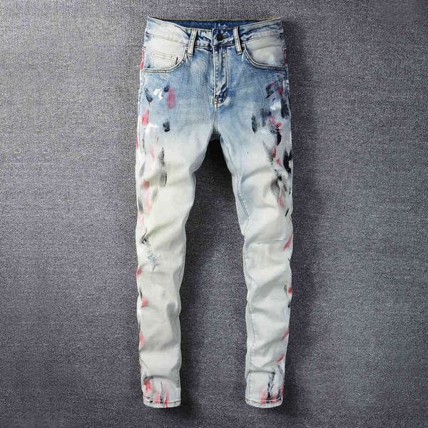 men's jeans fashion high street fashion brand heavy water wash light color graffiti splash ink hole jeans men's elastic slim pants, Blue
men's jeans fashion high street fashion brand heavy water wash light color graffiti splash ink hole jeans men's elastic slim pants, Blue