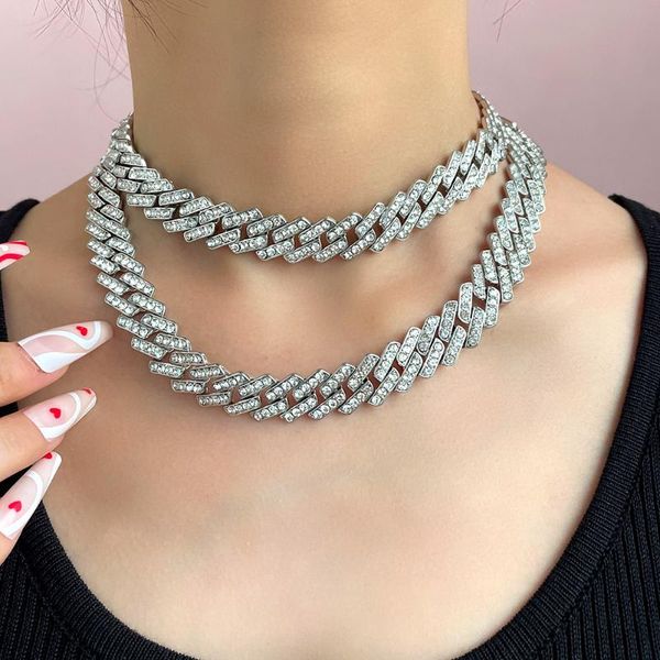 chains punk hip hop 15mm cuban link chain necklaces for women men iced out full rhinestone baguette thick miami necklace jewelrychains, Silver
chains punk hip hop 15mm cuban link chain necklaces for women men iced out full rhinestone baguette thick miami necklace jewelrychains, Silver
