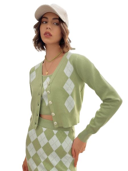 argyle pattern button front cardigan j7vz#, White;black
argyle pattern button front cardigan j7vz#, White;black