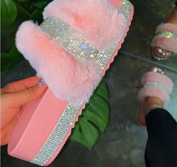 slippers bling women's plush fur slides rhinestones outdoor flat women platform sandals fluffy casual shoes furry, Black
slippers bling women's plush fur slides rhinestones outdoor flat women platform sandals fluffy casual shoes furry, Black