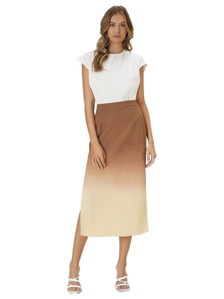 high waist ombre split thigh skirt f17e#, Black