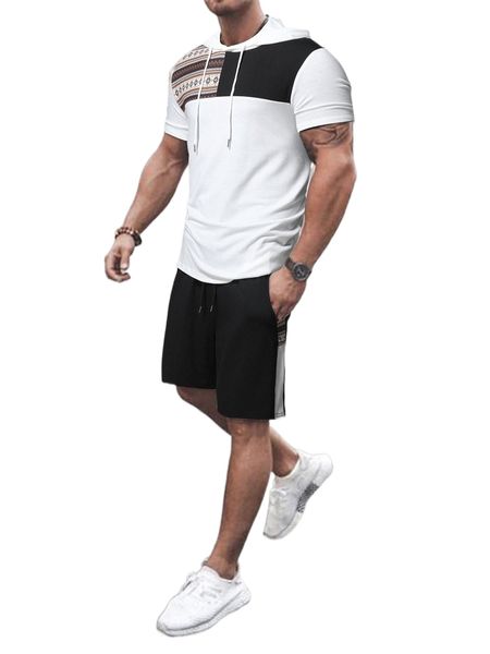 men colorblock tee & track shorts set e0bu#, Gray
men colorblock tee & track shorts set e0bu#, Gray